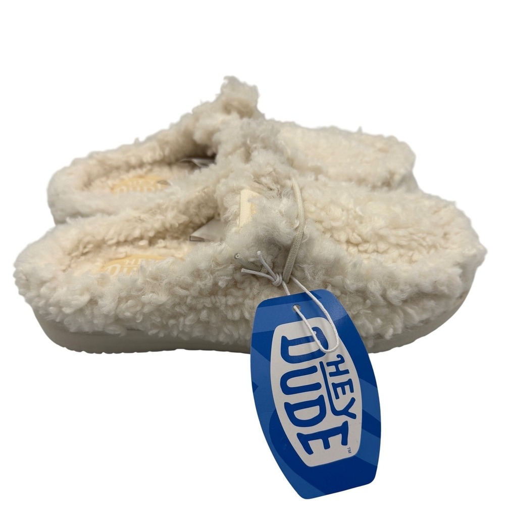 Hey Dude Wendy Slipper Women Size 10 Egret White New Faux Shearling 44170-0LA - Picture 7 of 9